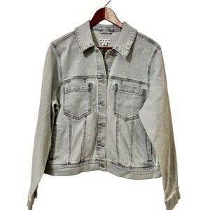 AVA & VIV Womens Denim Jacket Light Wash Blue Trucker Button Front Size XXL NWT